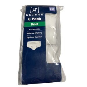 george mens 6 pack underwear briefs white size 2XL XXL 44 46